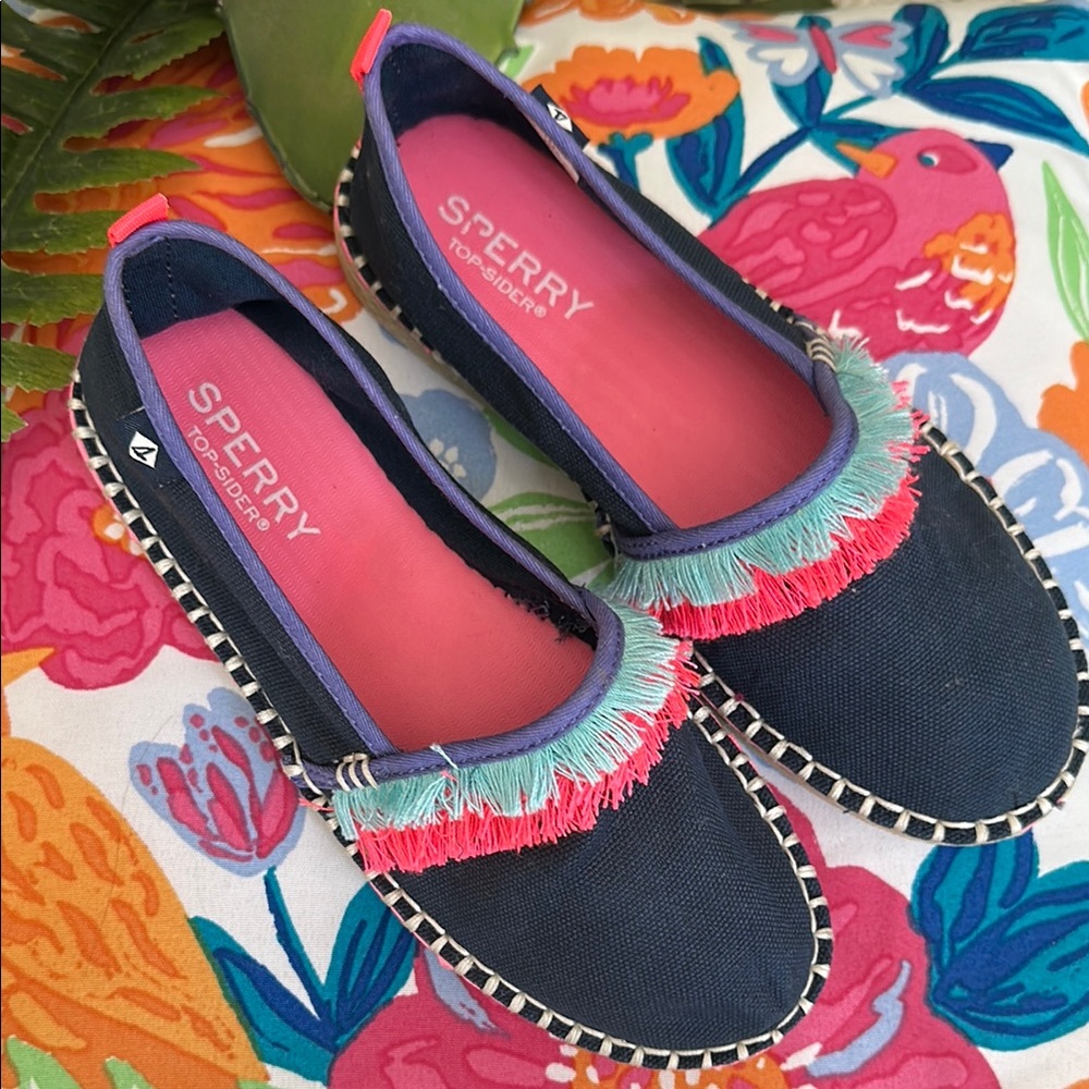 🌺🦩Sperry Blue and Pink Espadrille Flats with Tassel Fringe•Size 13.5(girl)🦩🌺 - Picture 6 of 16